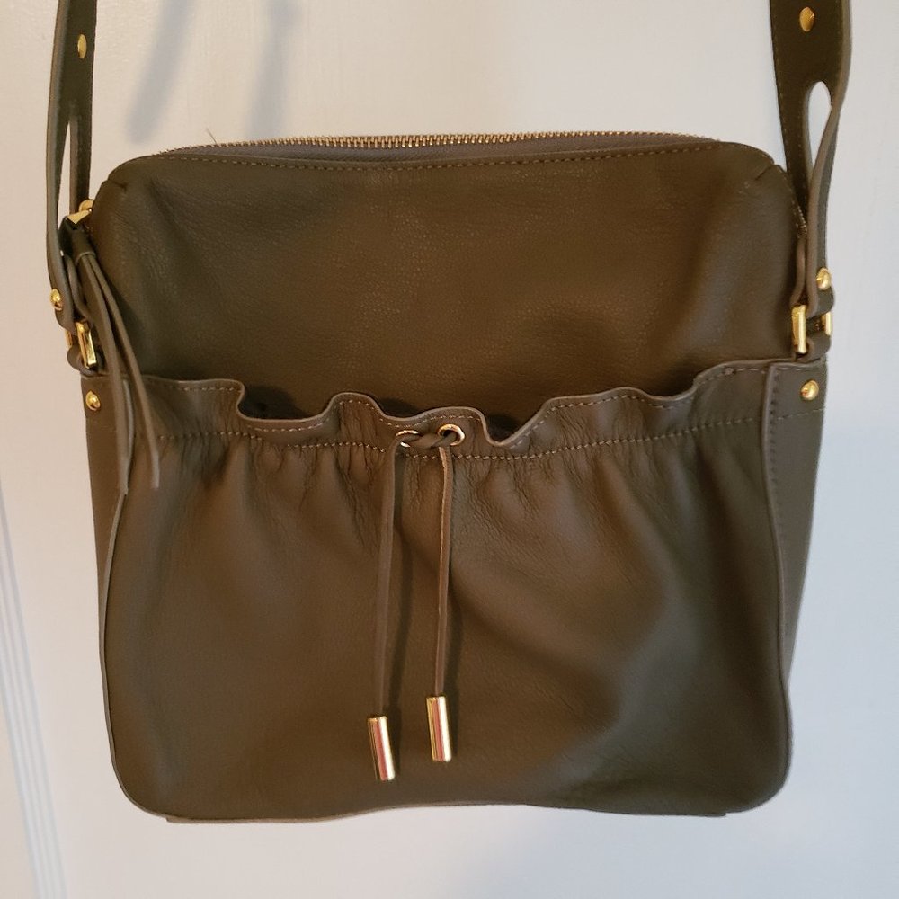 DKNY CROSSBODY SOFT LEATHER BAG OLIVE GREEN